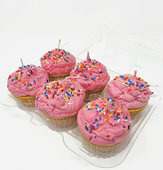 Scented Cupcake Candles - Pink Sprinkles Birthday Cake Scent
